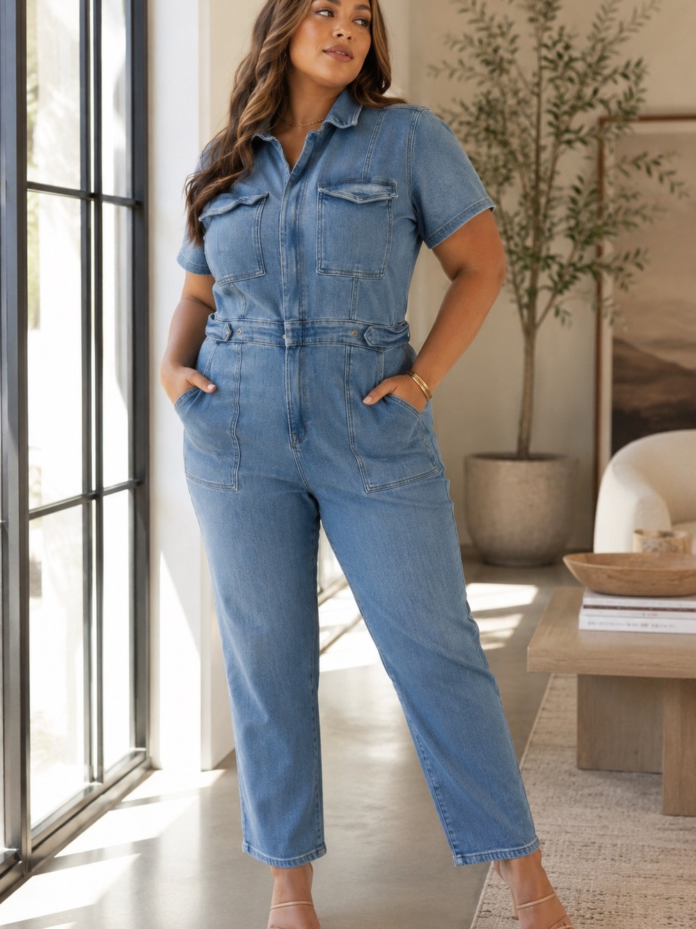 NWT Good American Fit For Success Thick Stretch Denim Jumpsuit 2XL Utility Fit